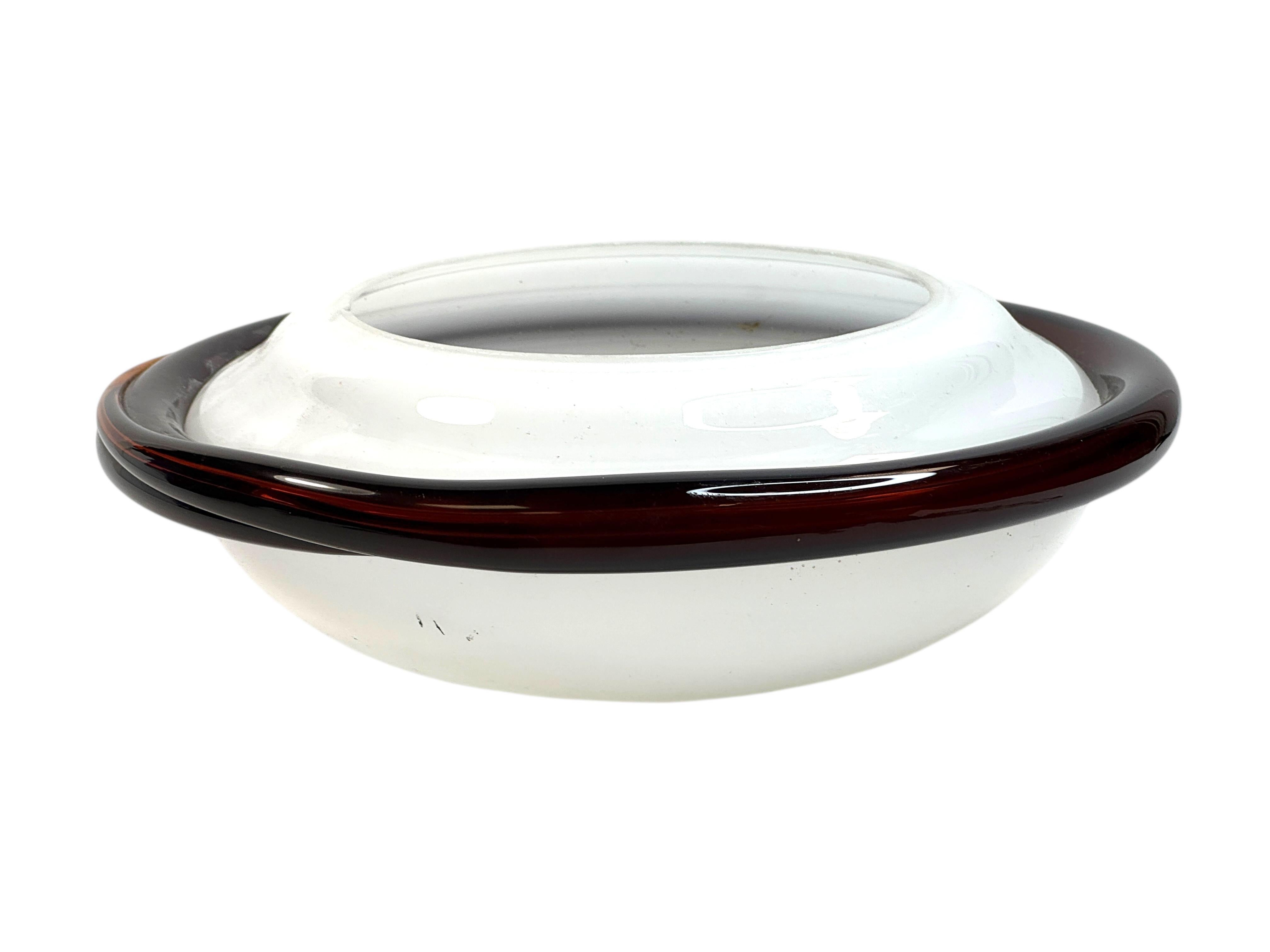 Petite Murano Opalglas & Brown Stripe Flush Mount Made by Itre Italien 1980er im Angebot 8