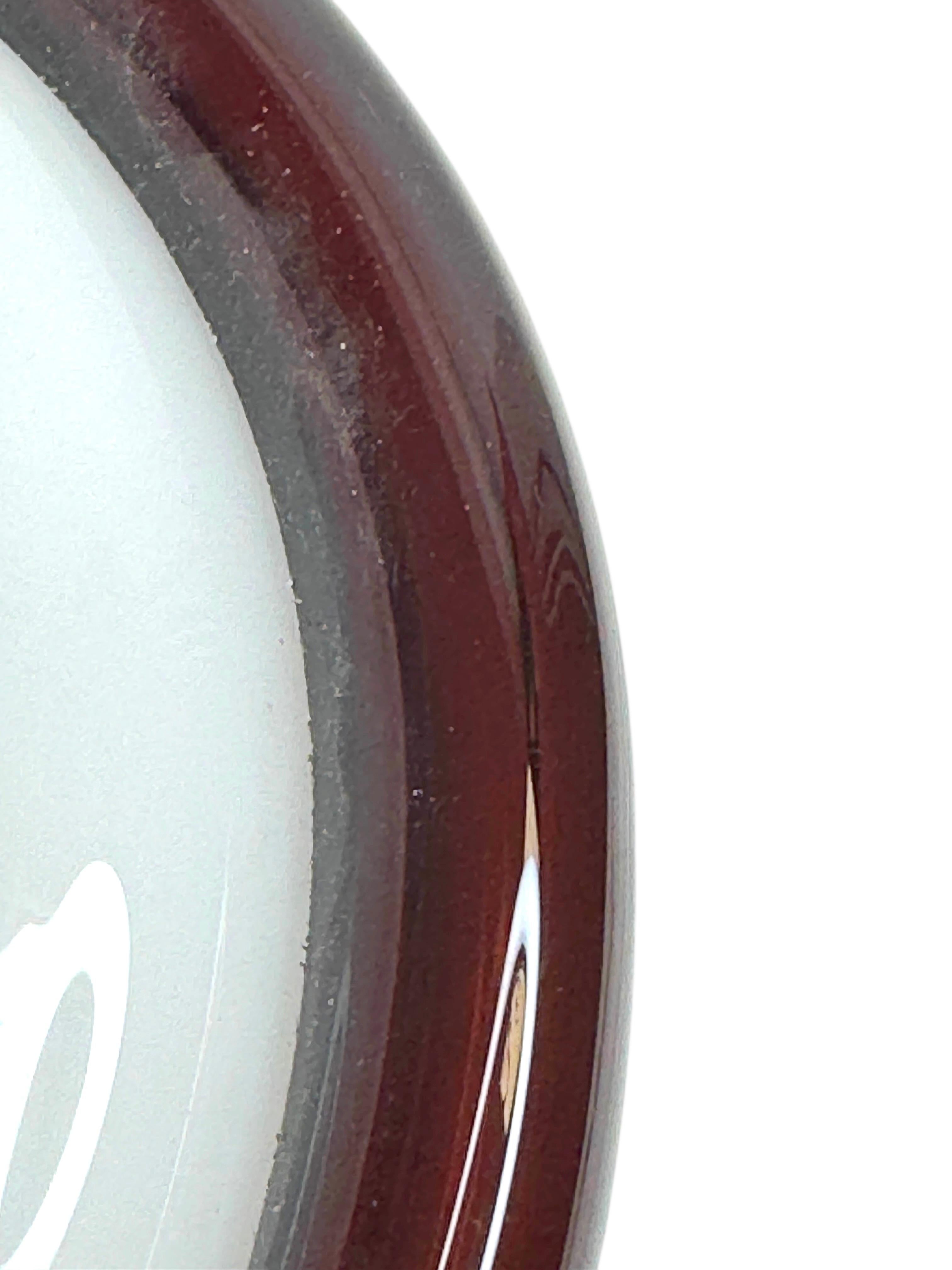 Petite Murano Opalglas & Brown Stripe Flush Mount Made by Itre Italien 1980er im Angebot 9