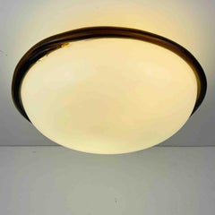 Petite Murano Opaline Glass & Brown Stripe Flush Mount Made by ITRE Italy 1980s