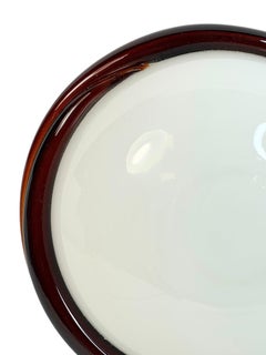 Petite Murano Opaline Glass & Brown Stripe Flush Mount Made by ITRE Italy 1980s