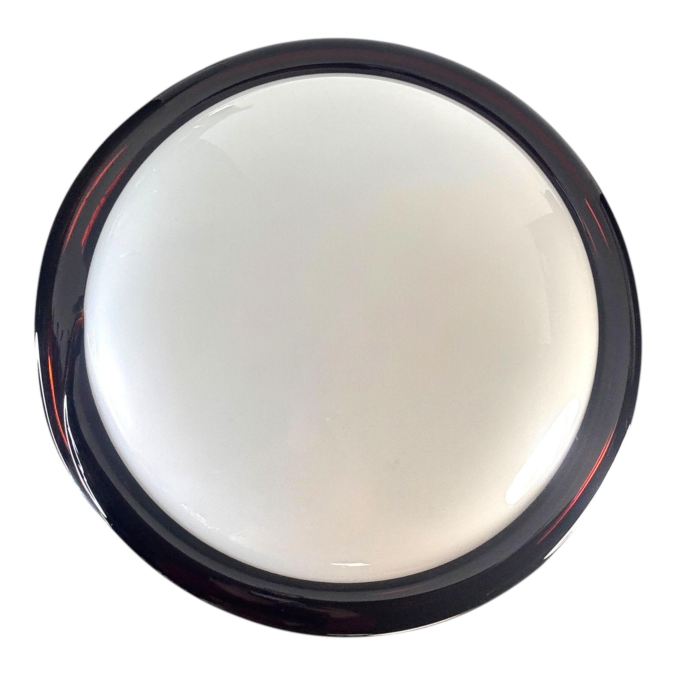 Petite Murano Opaline Glass & Brown Stripe Flush Mount Made by ITRE Italy 1980s In condizioni buone in vendita a Nuernberg, DE