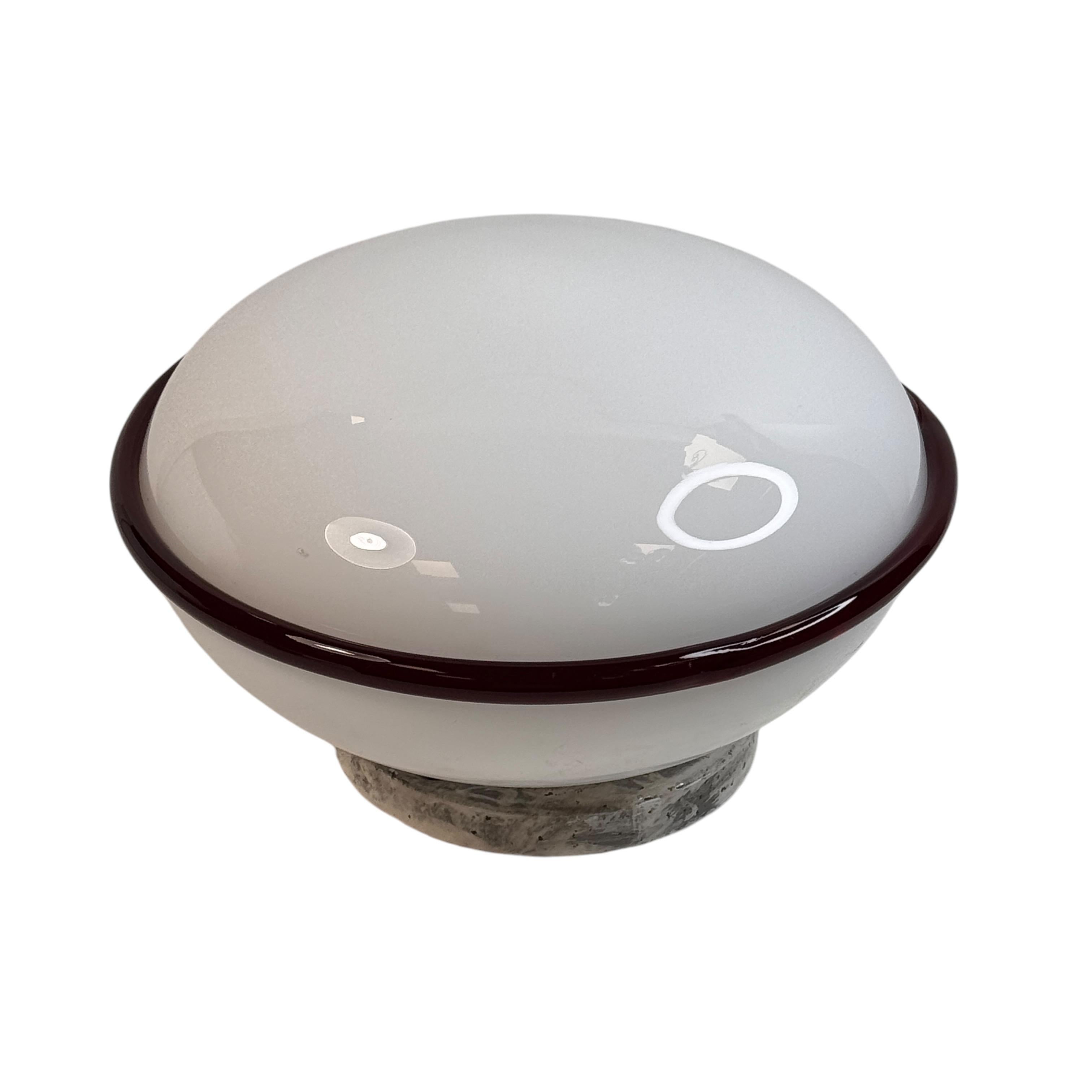 Fine XX secolo Petite Murano Opaline Glass & Brown Stripe Flush Mount Made by ITRE Italy 1980s in vendita