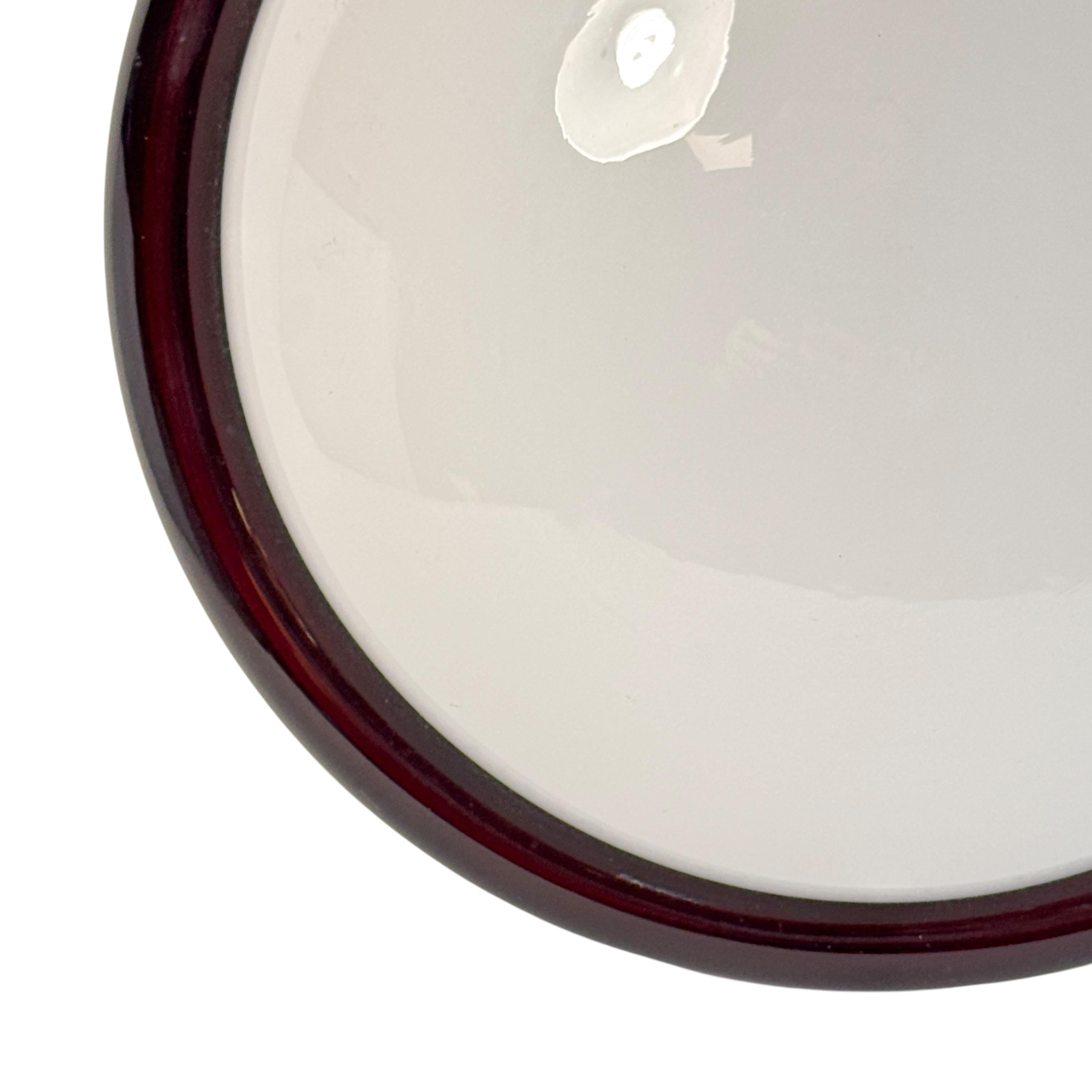 Petite Murano Opaline Glass & Brown Stripe Flush Mount Made by Itre Italy 1980s For Sale 2