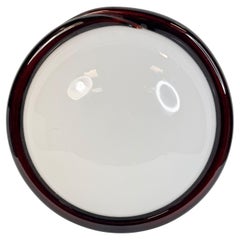 Petite Murano Opaline Glass & Brown Stripe Flush Mount Made by Itre Italy 1980s