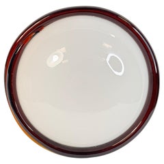 Petite Murano Opaline Glass & Brown Stripe Flush Mount Made by Itre Italy 1980s