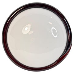 Petite Murano Opaline Glass & Brown Stripe Flush Mount Made by ITRE Italy 1980s