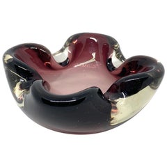 Petite Murano Sommerso Purple Clear Glass Bowl Catchall, Vintage, Italy, 1970s