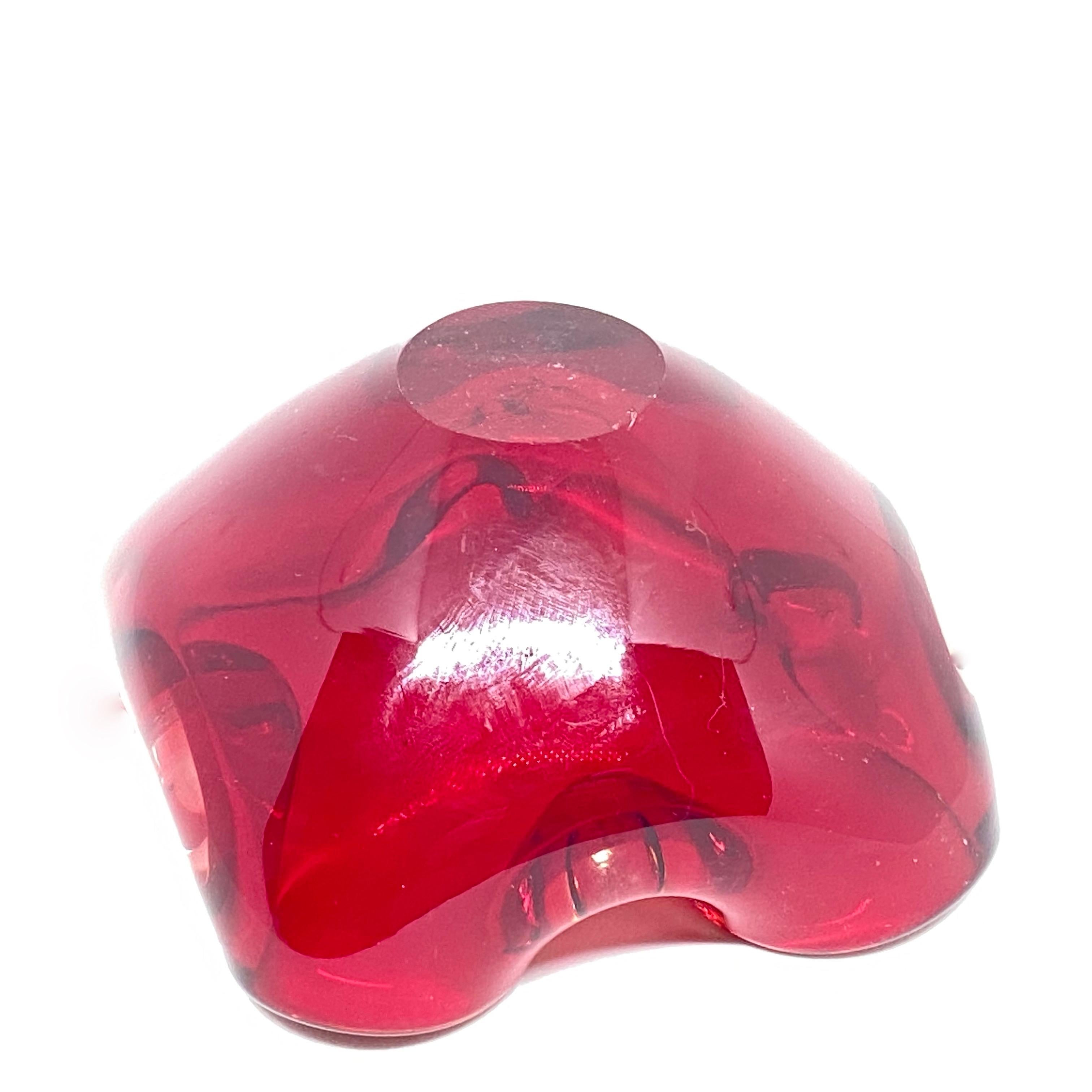 Late 20th Century Petite Murano Sommerso Ruby Red Glass Bowl Catchall, Vintage, Italy, 1970s