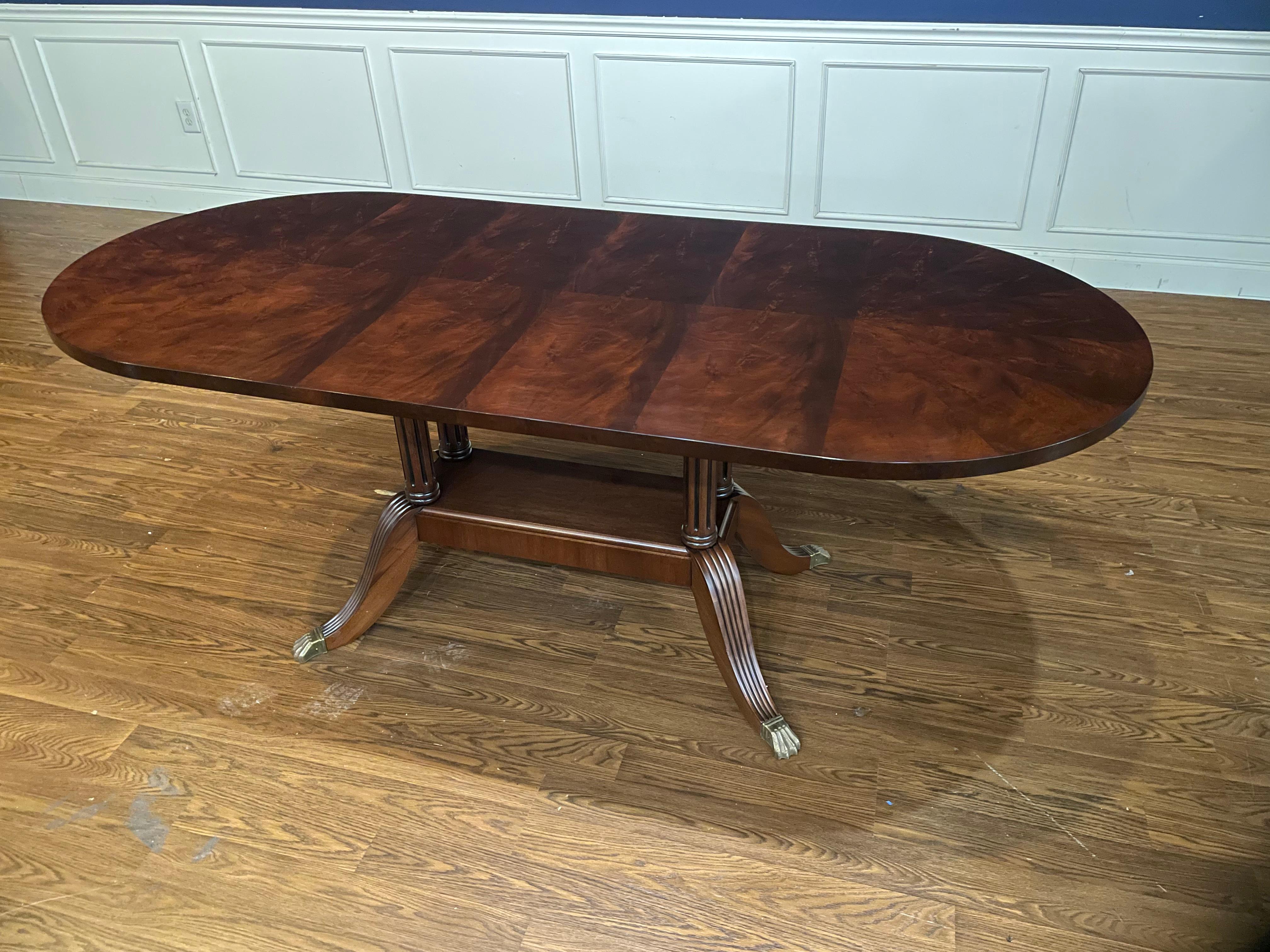 Petite Narrow Traditional Mahogany Dining Table  In New Condition For Sale In Suwanee, GA