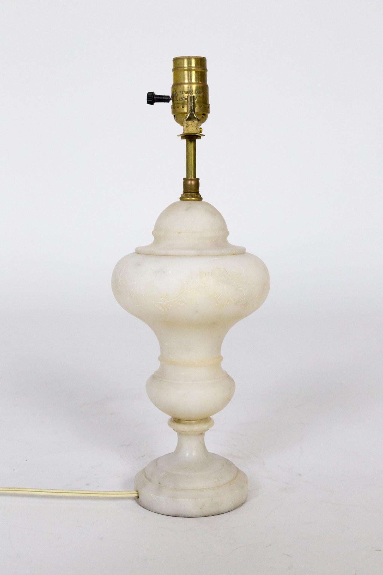 Brass Petite Neoclassical Alabaster Urn Lamp