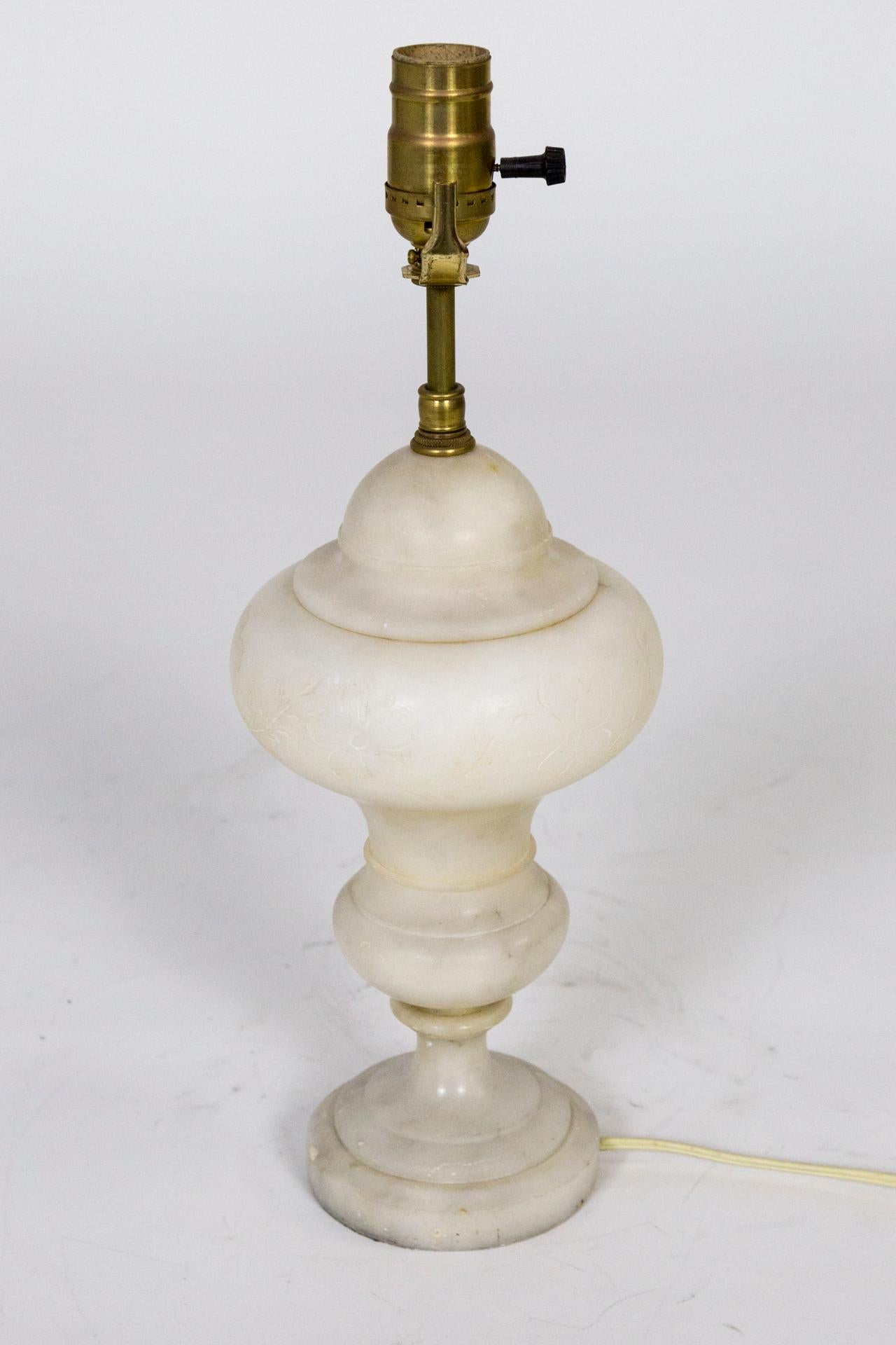 Petite Neoclassical Alabaster Urn Lamp 1