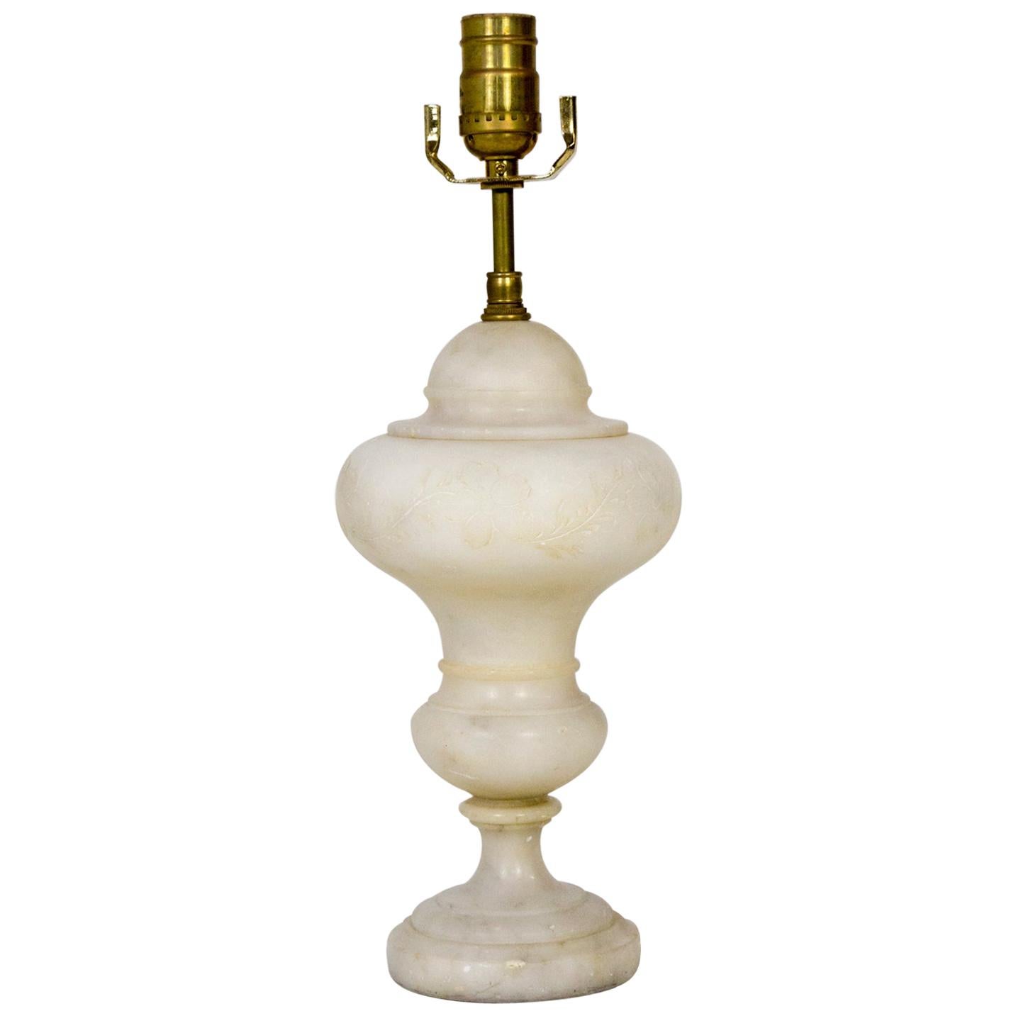 Petite Neoclassical Alabaster Urn Lamp