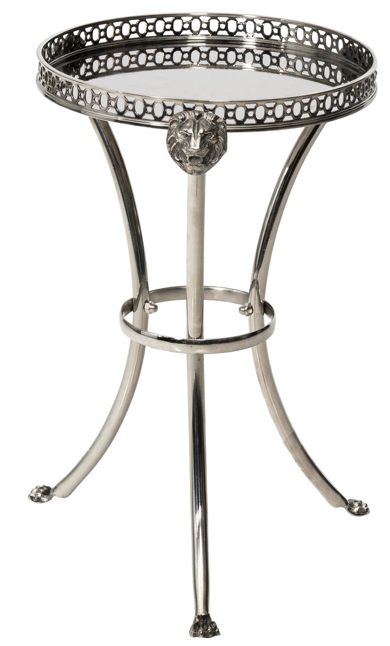 Petite Neoclassical Polished Nickel Gueridon Side Table