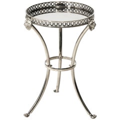 Petite Neoclassical Polished Nickel Gueridon Side Table