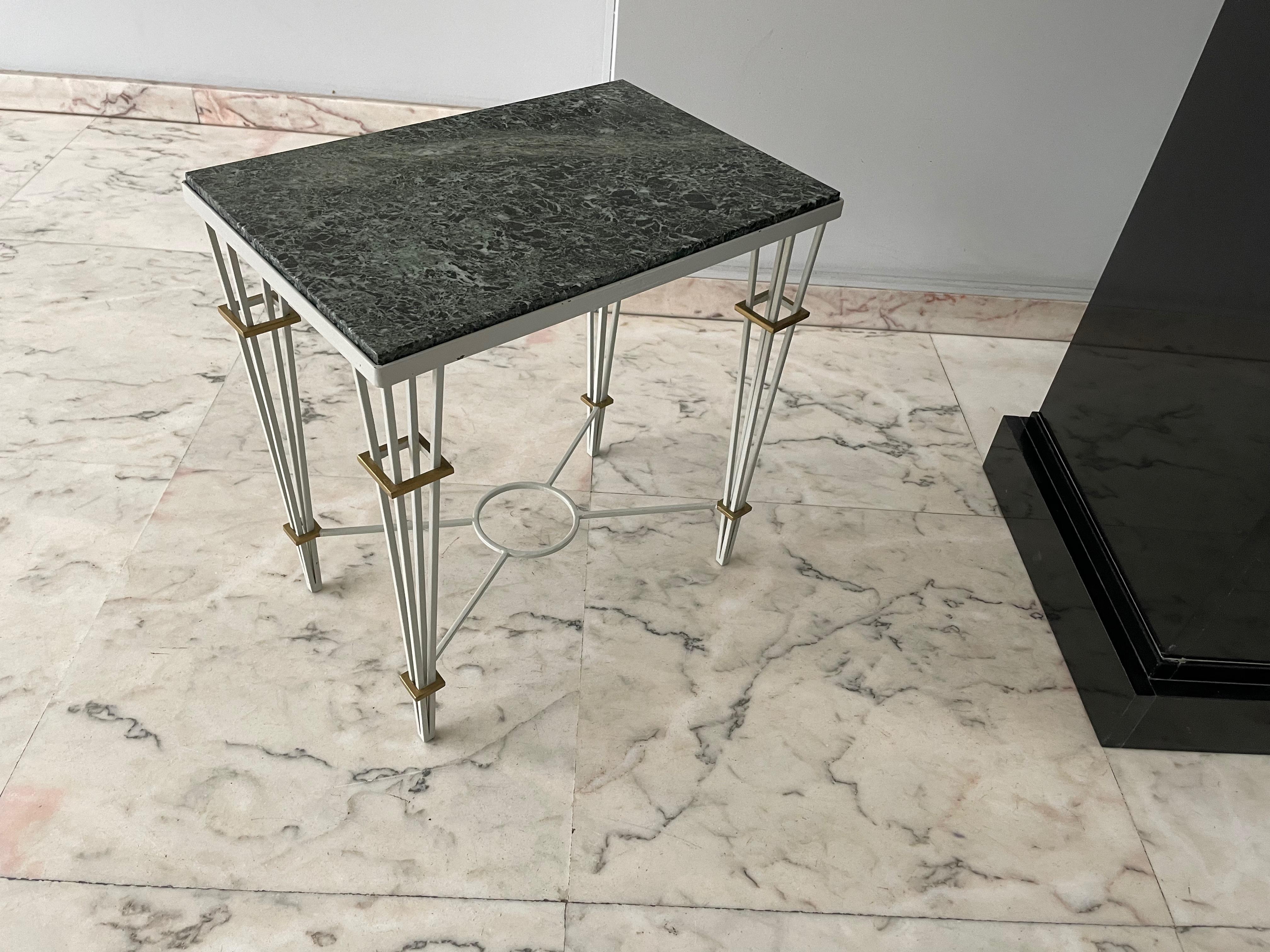 Petite Neoclassical White Lacquer Side Table by Jacques Adnet, France 1948. For Sale 5