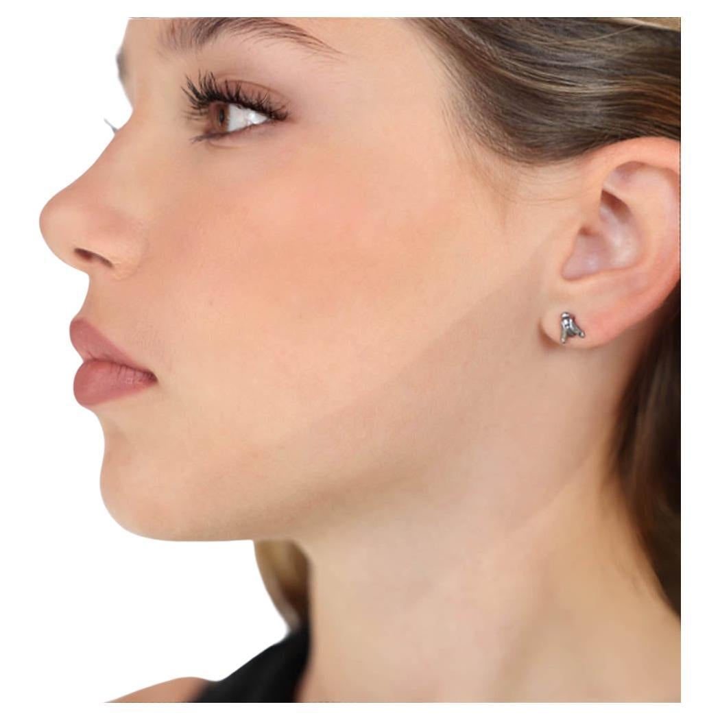 Women's or Men's mini FLY Essential Individual Earring in 18K Black Gold - ECH JEWELRY