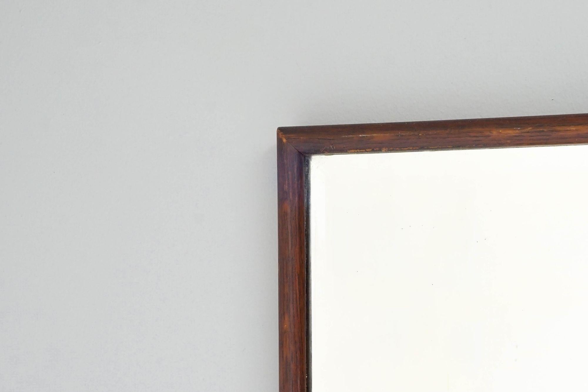 Petite Oak Framed Bistro Mirror In Excellent Condition For Sale In London, England