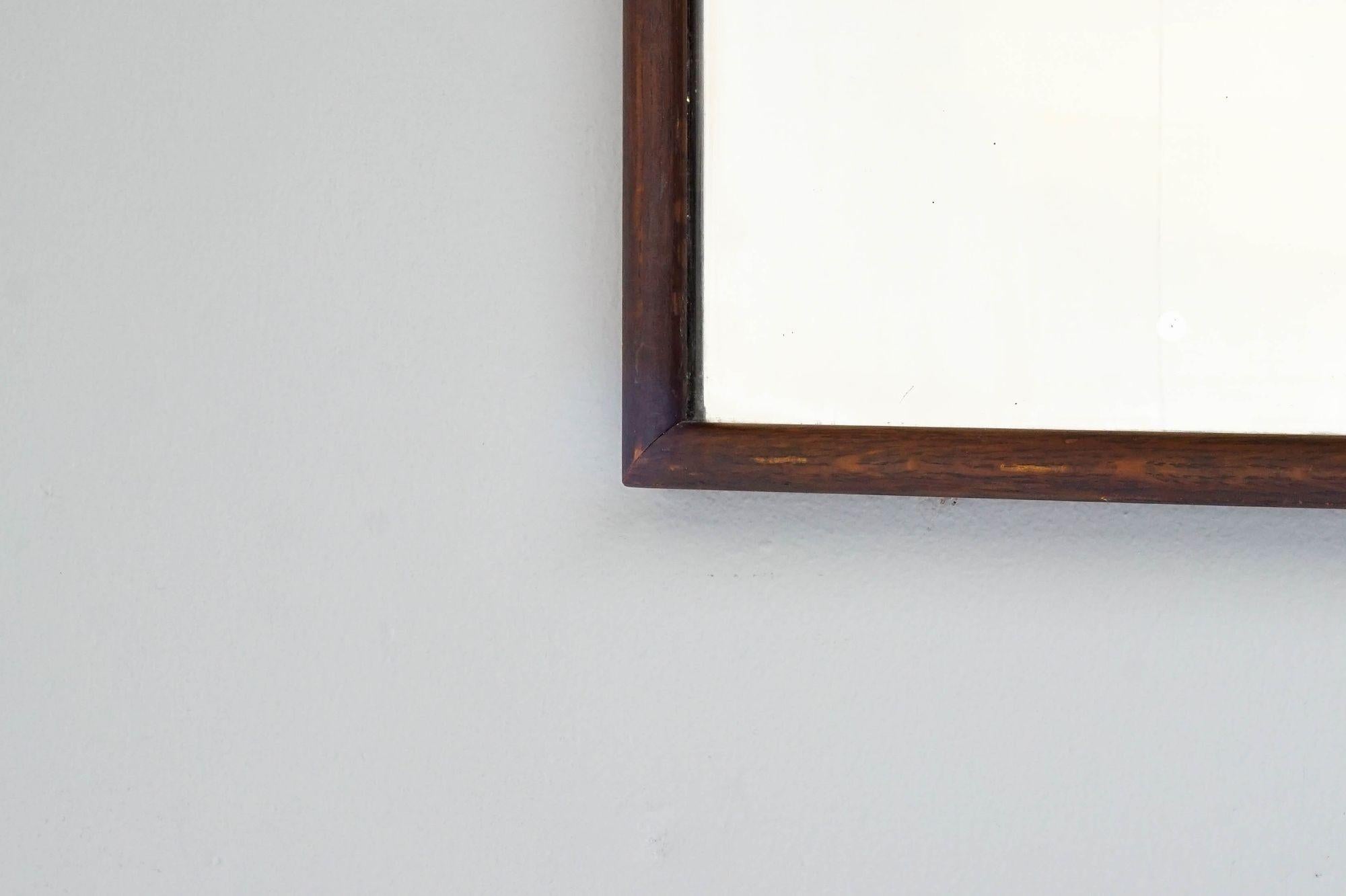 Glass Petite Oak Framed Bistro Mirror For Sale