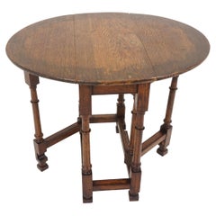 Vintage Petite Oak Gateleg, Drop Leaf Table, Scotland, 1920, B2623