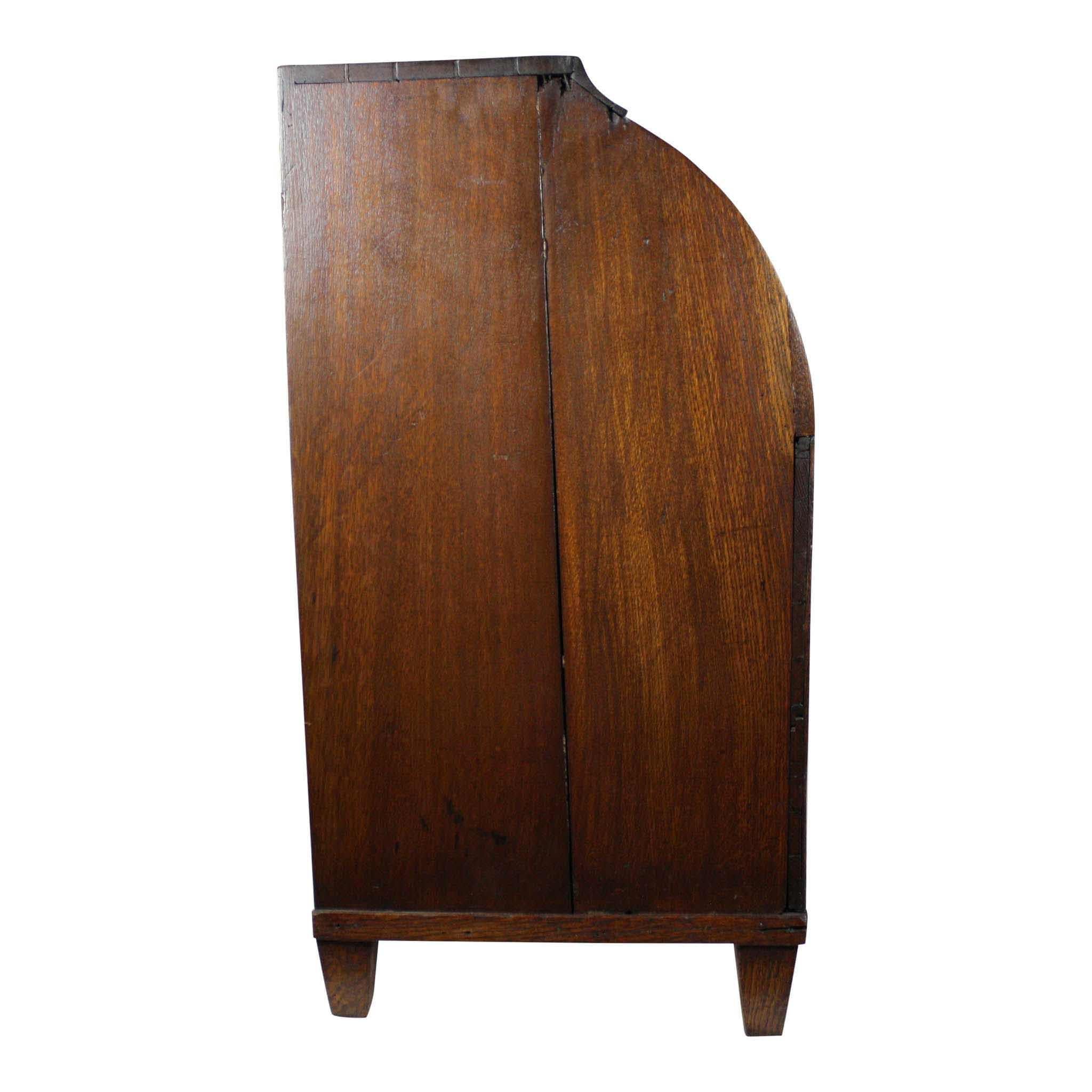 Louis Philippe Petite Oak Roll-Top Cabinet For Sale