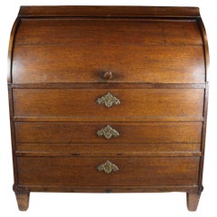 Antique Petite Oak Roll-Top Cabinet