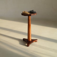 Petite Octagonal Chess Table and Chess set, 1870s