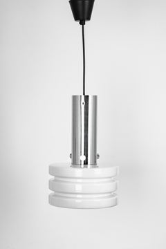 1 of 2 Petite Opal Glass Pendant Light by Limburg, Germany, 1960s