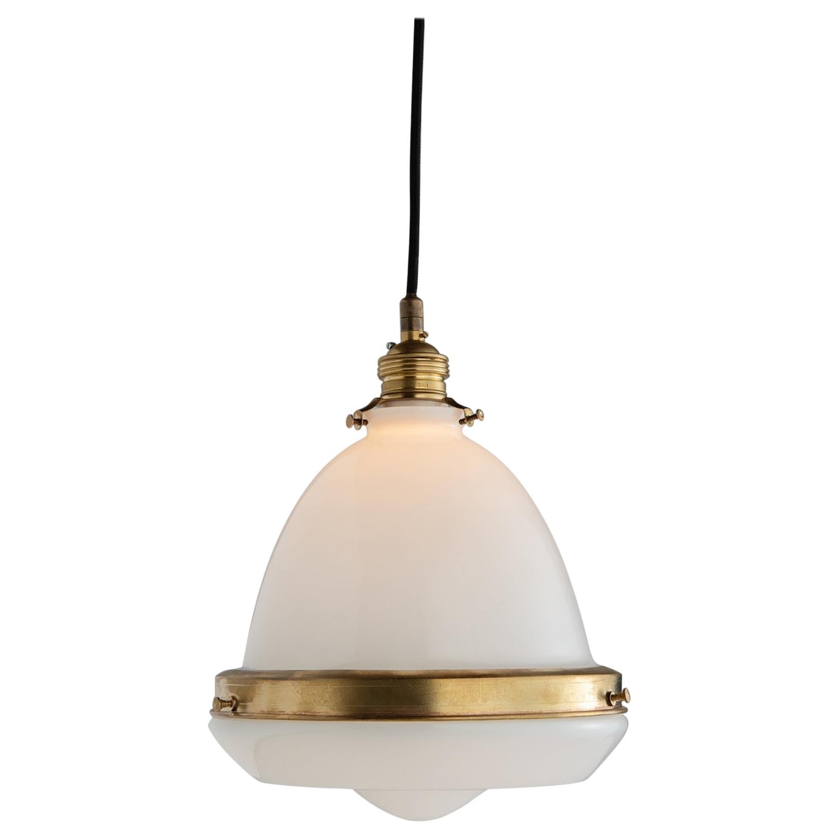 Petite Opaline and Brass Pendant, Italy, 21st Century