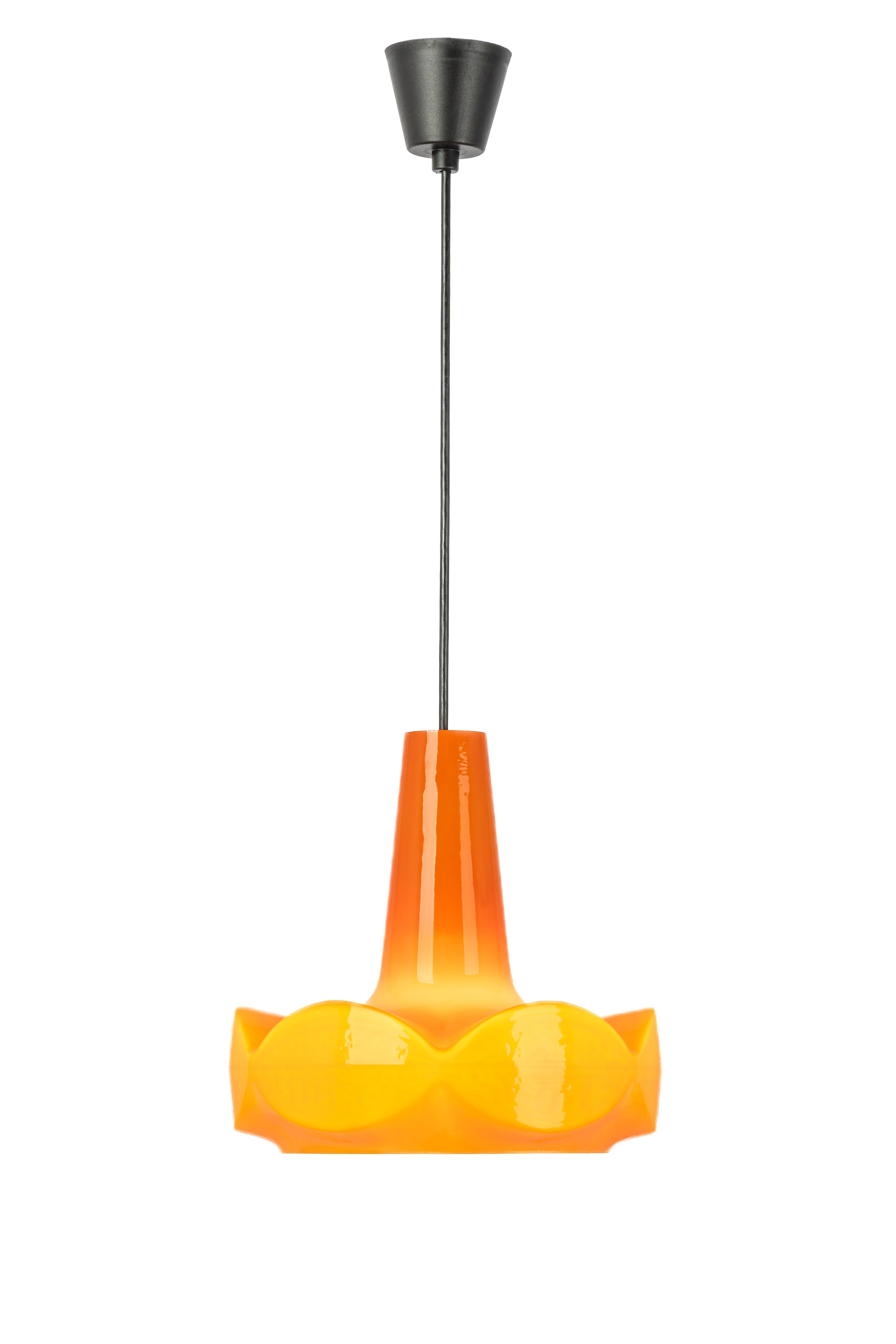 Petite Orange Glass Pendant Light by Peill Putzler, Germany, 1970 For Sale 1