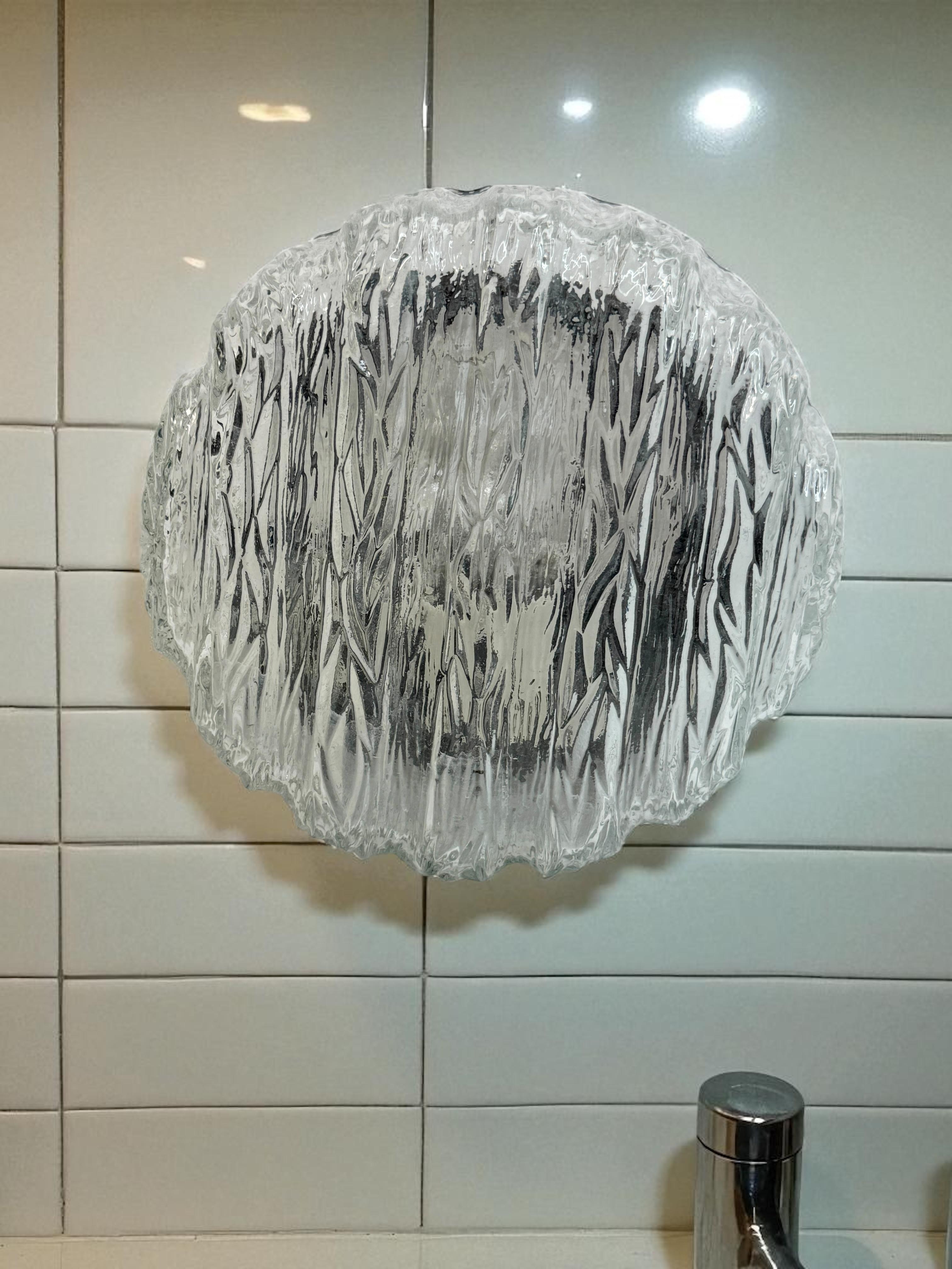 Vetro Petite Organic Pattern Flushmount Ceiling Light RZB Leuchten, 1980s IP44 in vendita