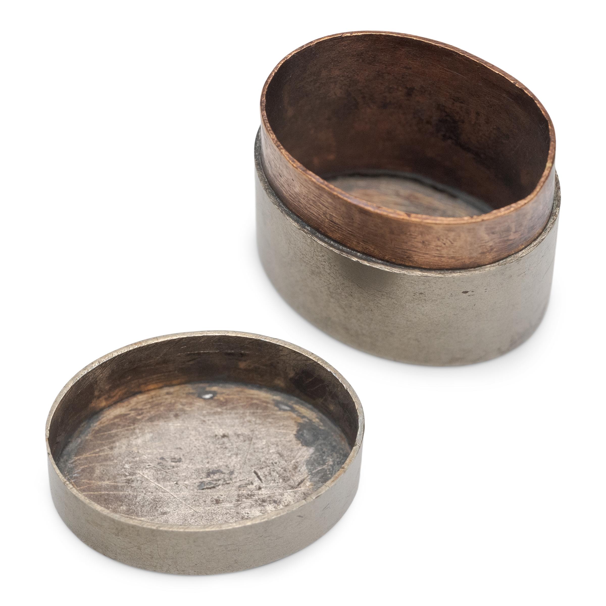 Minimalist Petite Oval Opium Box, c. 1900 For Sale