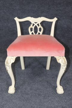 Petite Paint Decorated Chippendale Style Ball and Claw Footed Vanity Chair