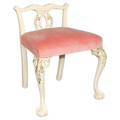 Petite Paint Decorated Chippendale Style Ball and Claw Footed Vanity Chair