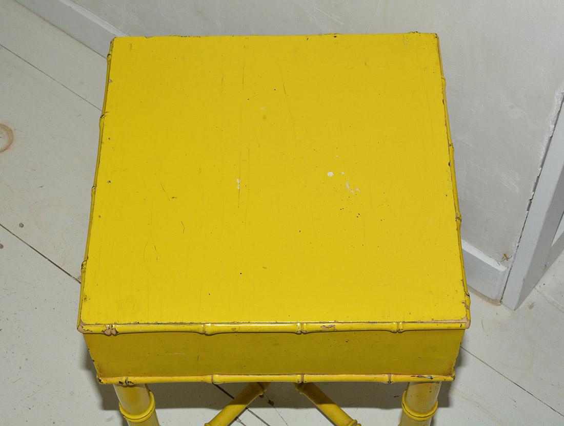 Mid-Century Modern Petite Painted Faux Bamboo Occasional Table For Sale