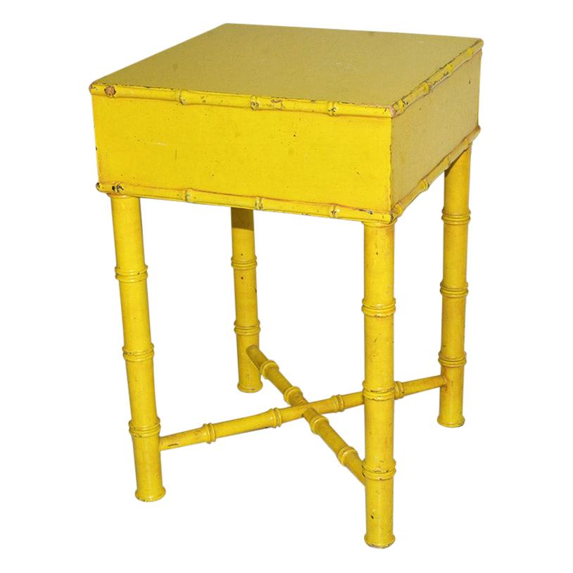 Petite Painted Faux Bamboo Occasional Table
