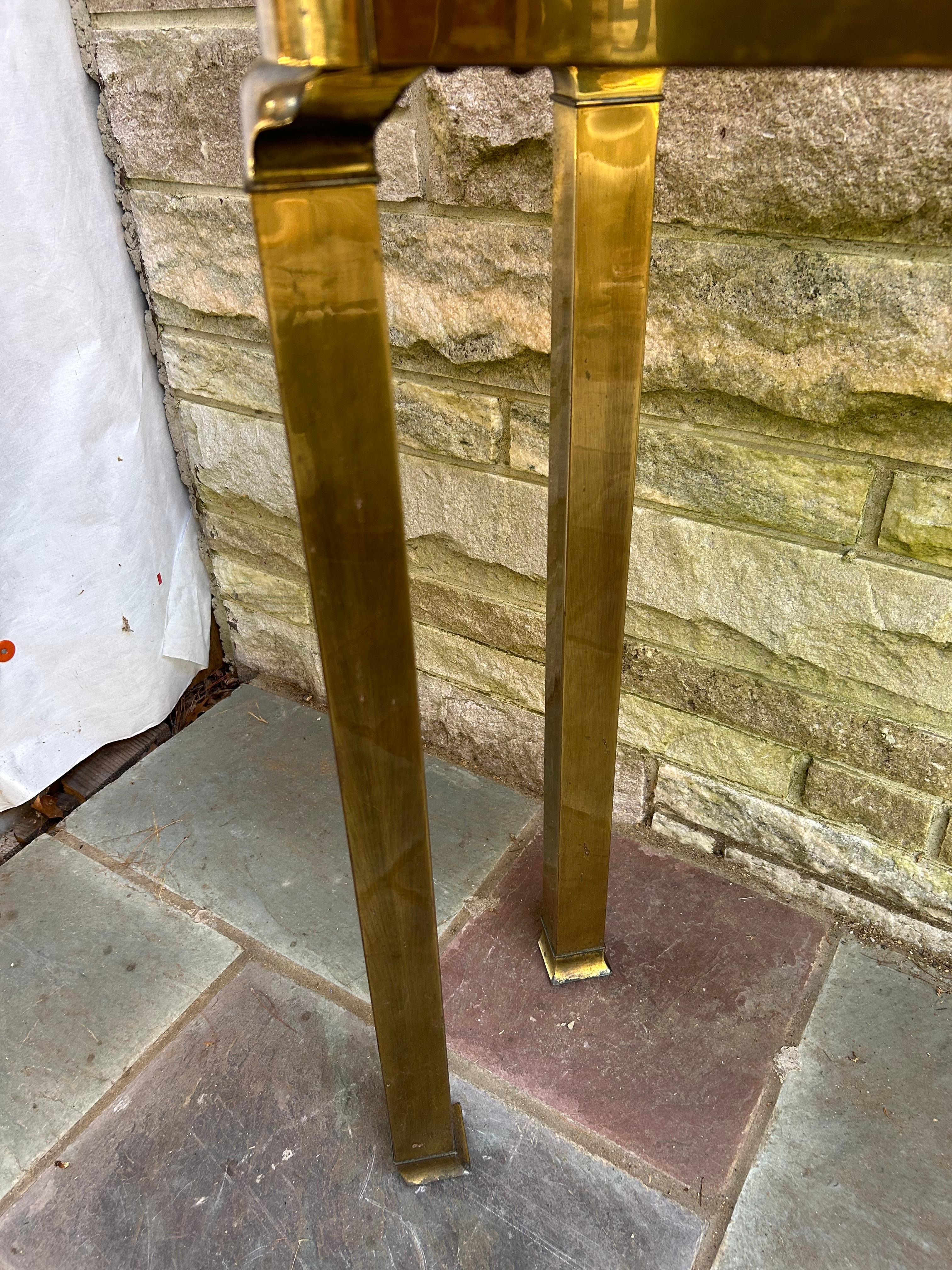 Petite Pair Asian style Mastercraft Brass Console Table Hollywood Regency For Sale 9
