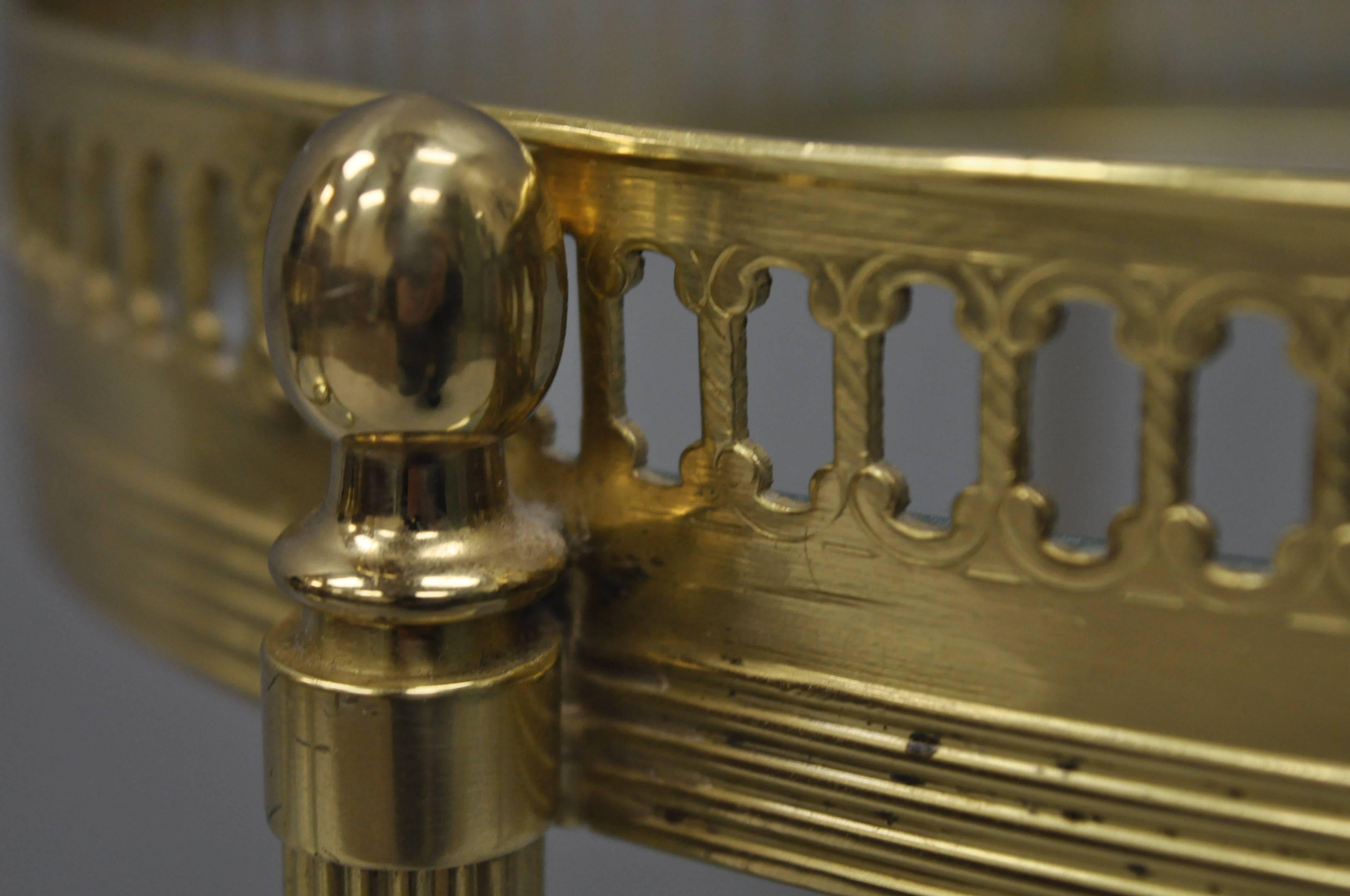 Mid-20th Century Petite Pair French Oval Brass Three-Tiered Small Side Tables after Maison Jansen