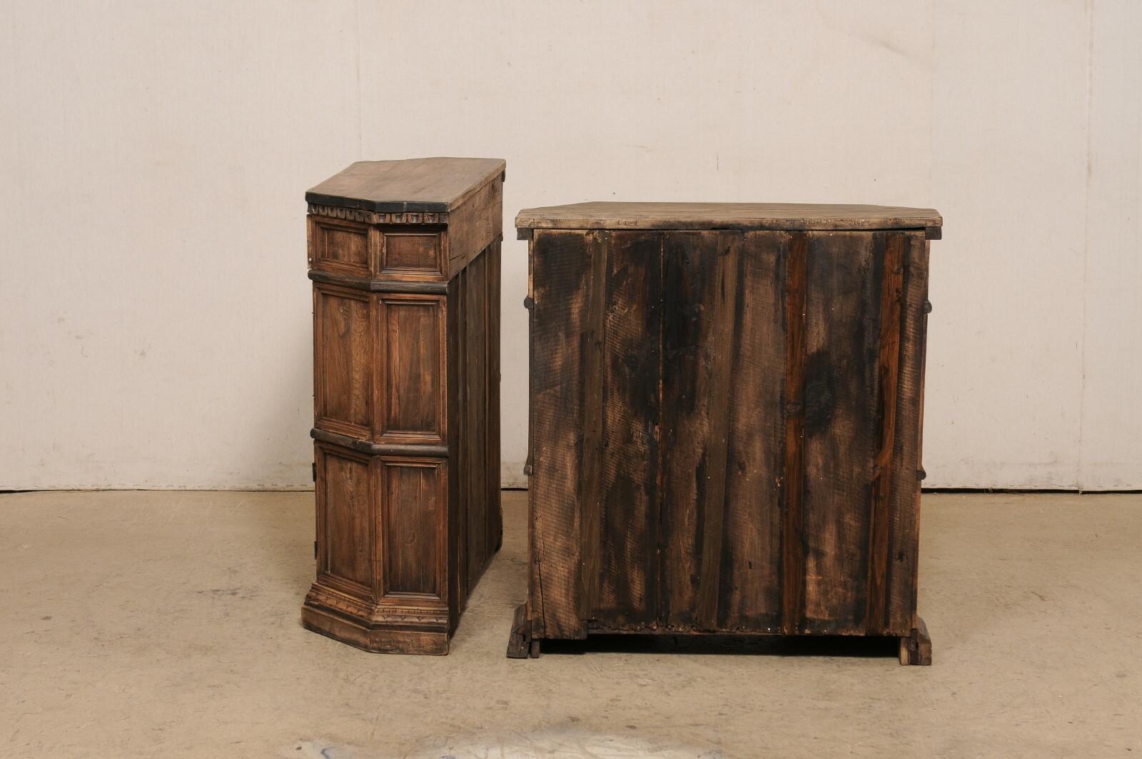 Petite Pair Italian Wooden Console Cabinets w/Egg n Dart Trim & Recessed Panels For Sale 2