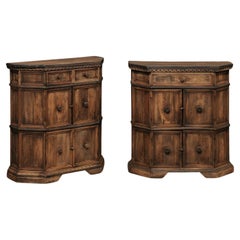 Vintage Petite Pair Italian Wooden Console Cabinets w/Egg n Dart Trim & Recessed Panels