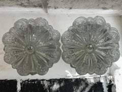 Ein Paar Einbaubeleuchtung in Blumenform aus klarem Glas, Deutschland, 1960er Jahre