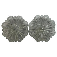 Ein Paar Einbaubeleuchtung in Blumenform aus klarem Glas, Deutschland, 1960er Jahre