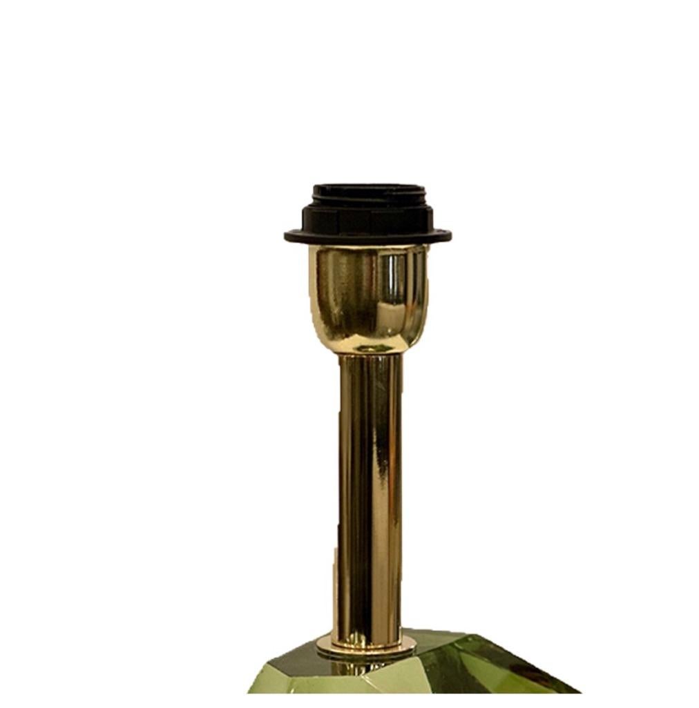 Petite Pair of Green Faceted Murano Glass Table Lamps Moderno en venta
