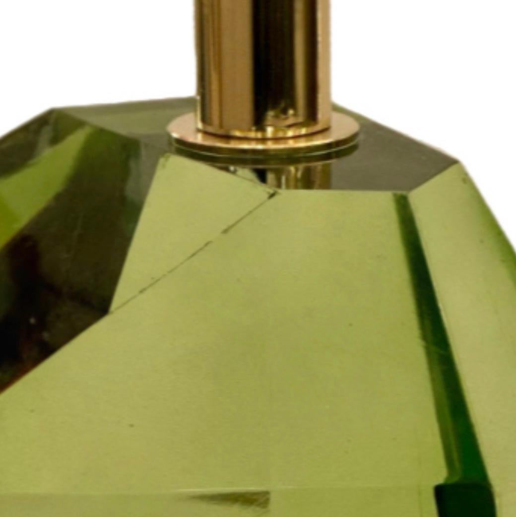 Petite Pair of Green Faceted Murano Glass Table Lamps Italiano en venta