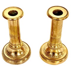  Petite Pair of Gilt Bronze Candlesticks. 19th Century