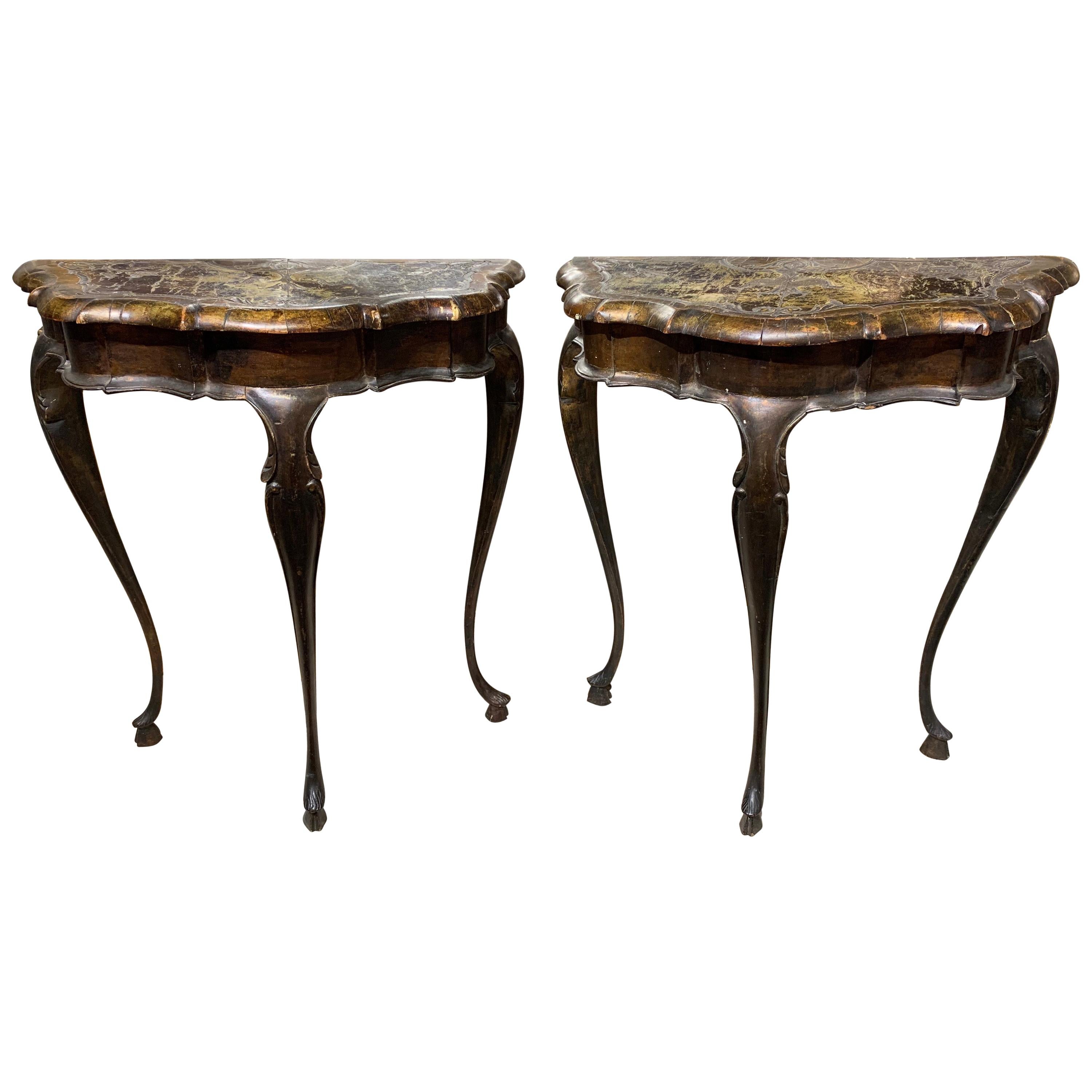 Petite Pair of Italian Shaped Consoles