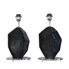 Petite Pair of Murano Glass Gem Cut Table Lamps 2021