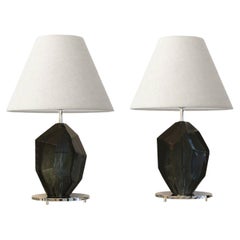 Petite Pair of Murano Glass Gem Cut Table Lamps 2021