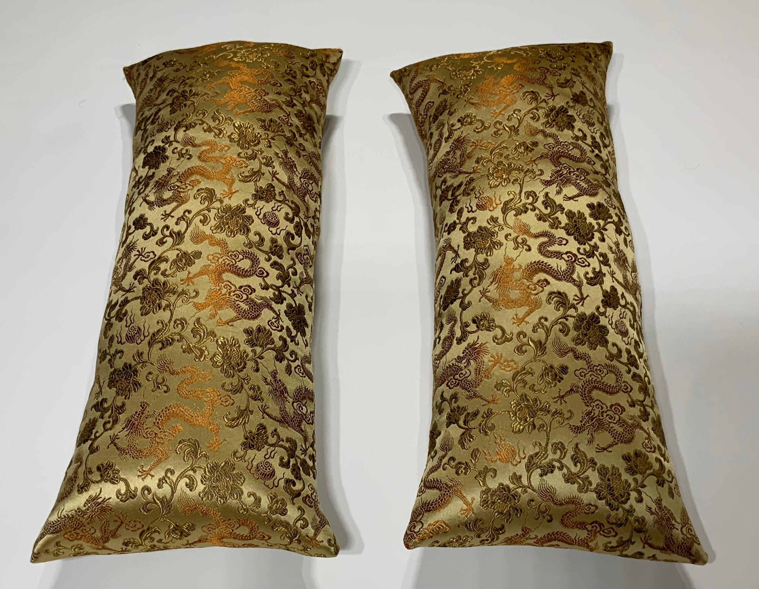 Petite Pair of Silk Chinese Accent Pillows 1