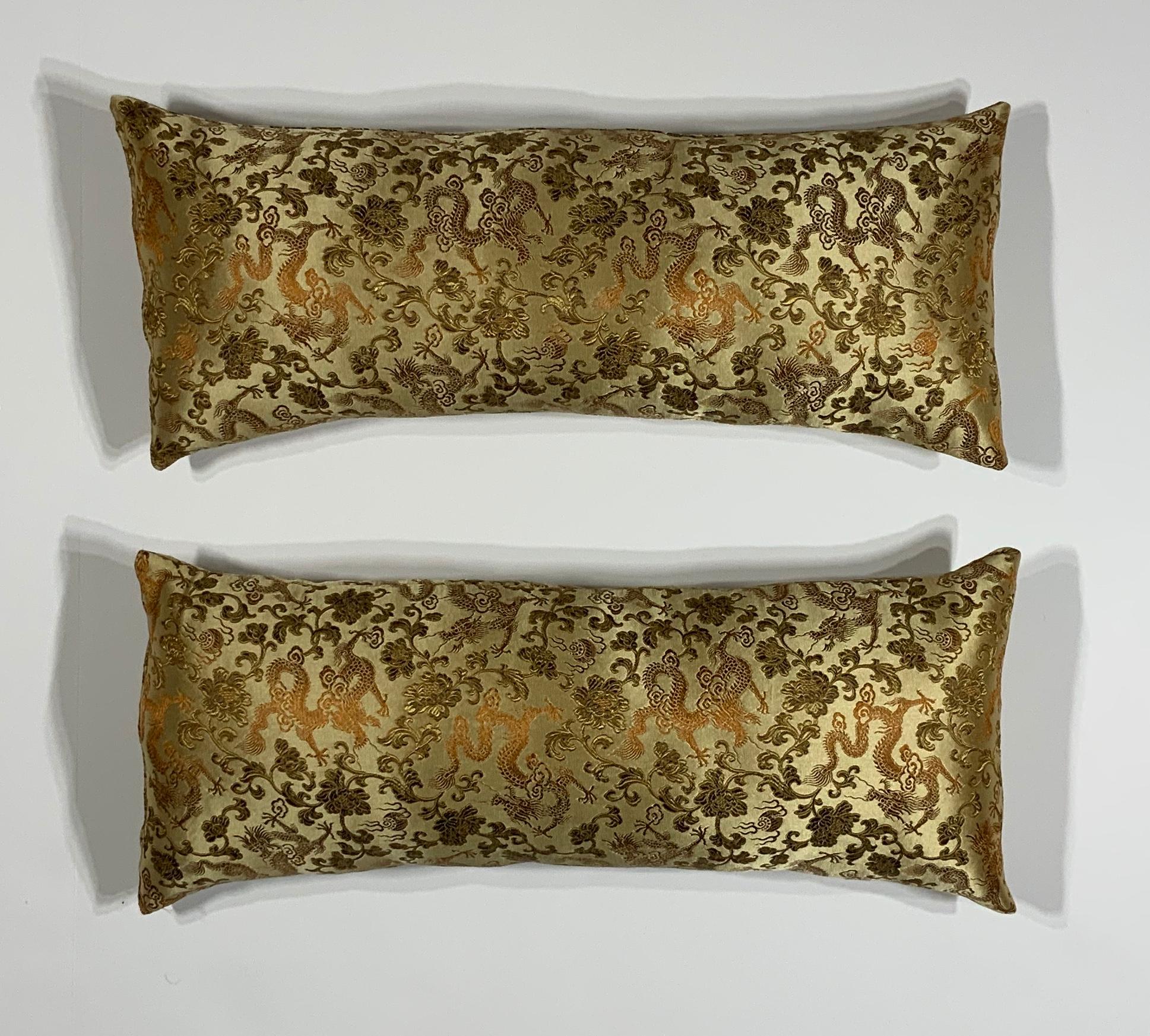 Petite Pair of Silk Chinese Accent Pillows 2