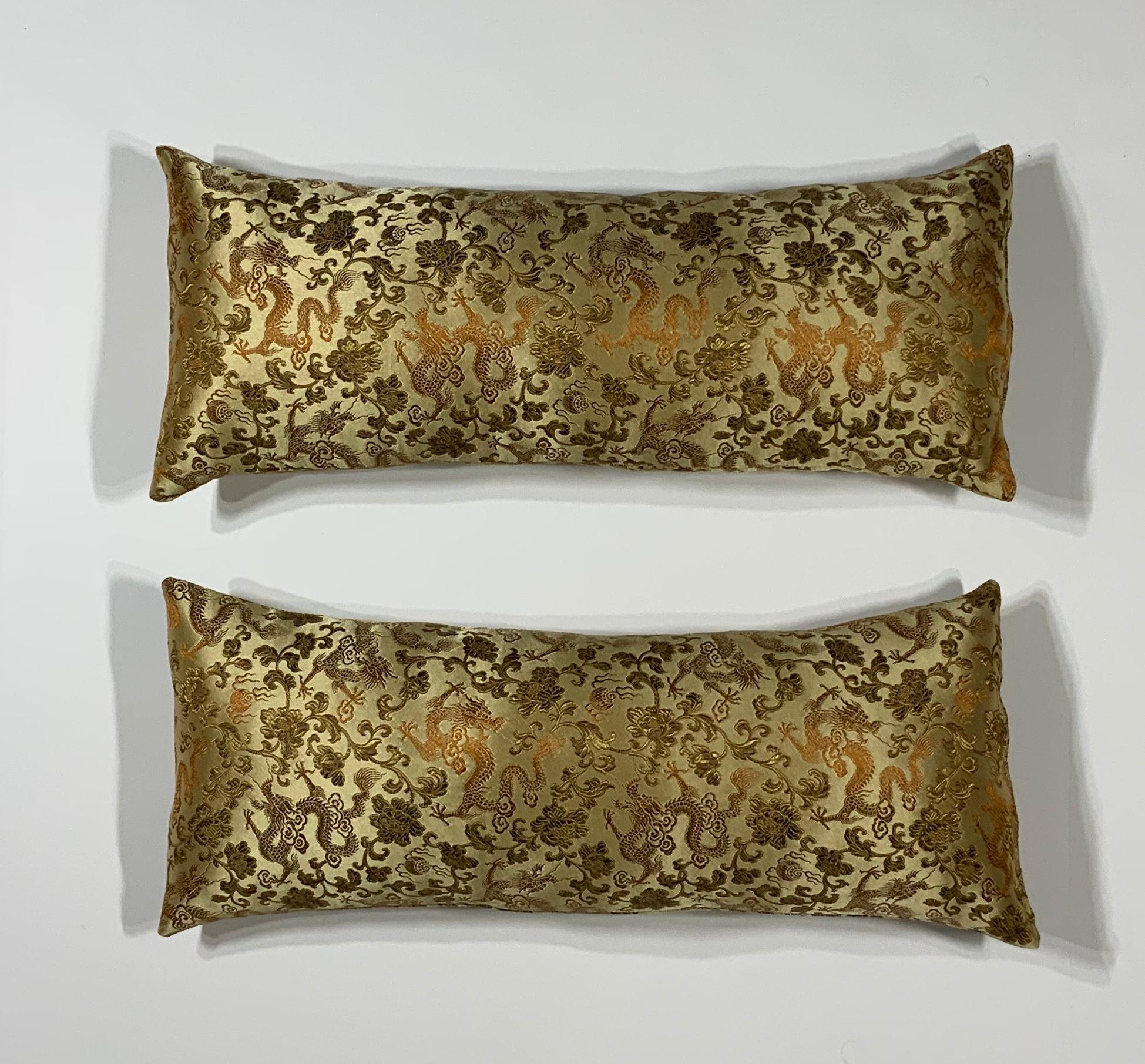 Petite Pair of Silk Chinese Accent Pillows 3